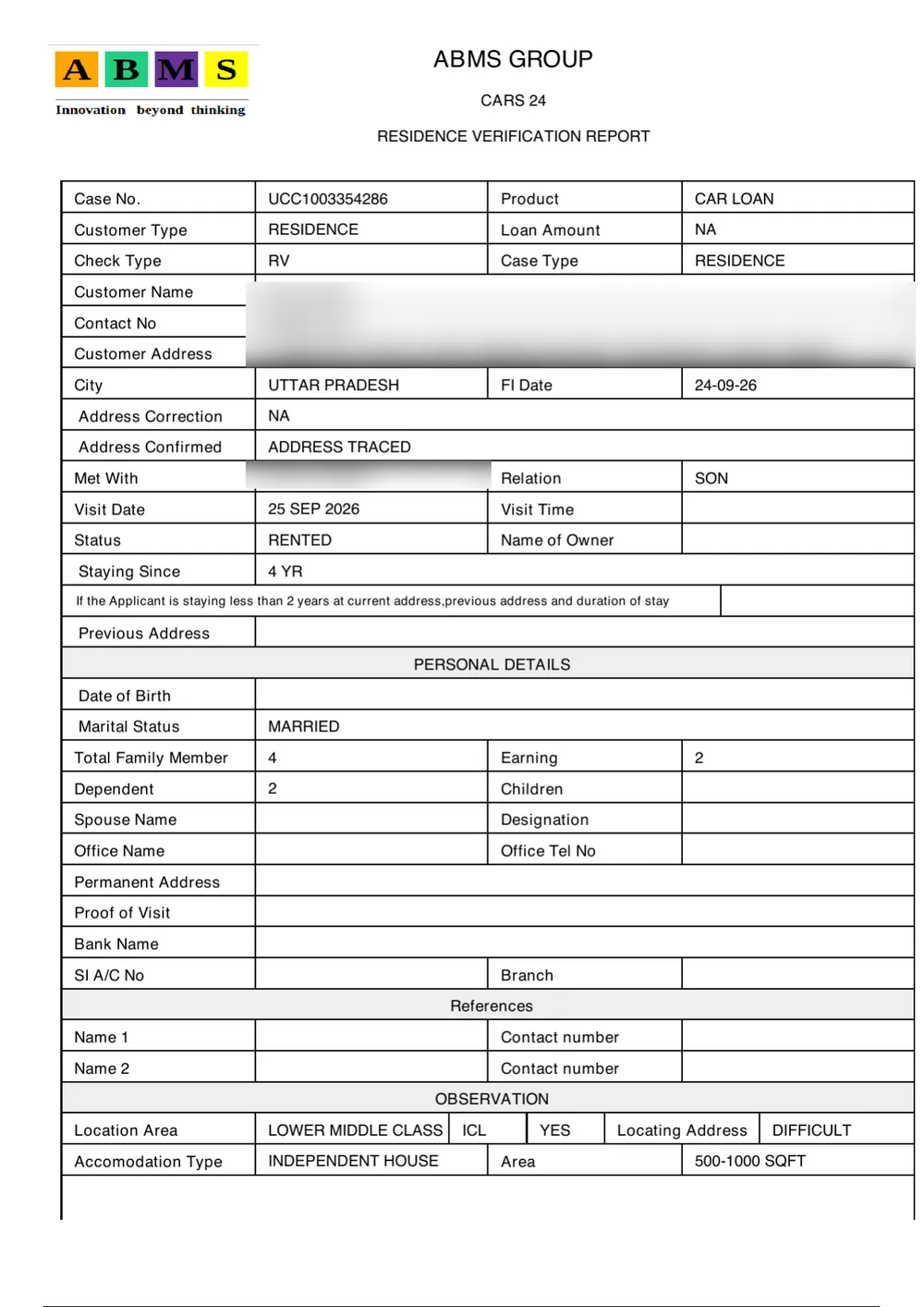 Sample verification report